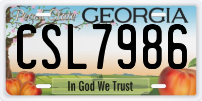 GA license plate CSL7986