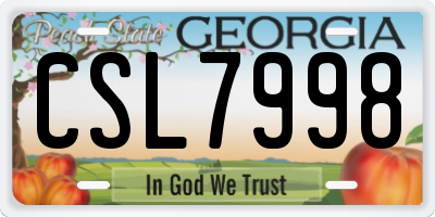 GA license plate CSL7998