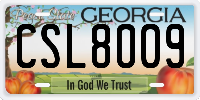 GA license plate CSL8009