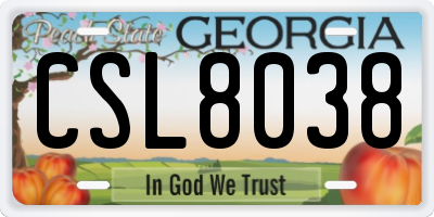 GA license plate CSL8038
