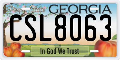 GA license plate CSL8063