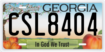 GA license plate CSL8404