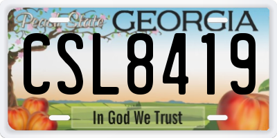 GA license plate CSL8419