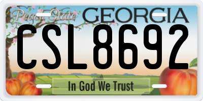 GA license plate CSL8692