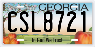 GA license plate CSL8721