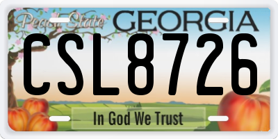 GA license plate CSL8726