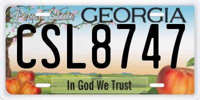GA license plate CSL8747
