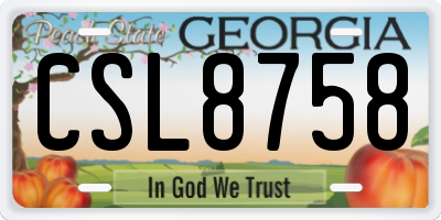 GA license plate CSL8758
