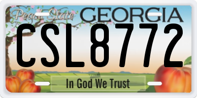 GA license plate CSL8772