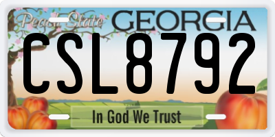 GA license plate CSL8792
