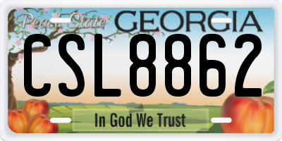 GA license plate CSL8862