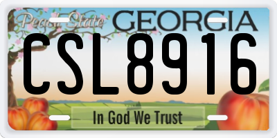 GA license plate CSL8916