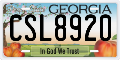 GA license plate CSL8920