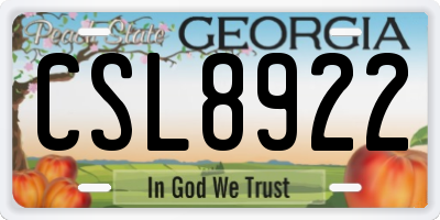 GA license plate CSL8922