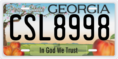 GA license plate CSL8998