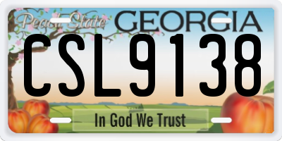 GA license plate CSL9138