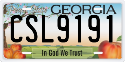 GA license plate CSL9191
