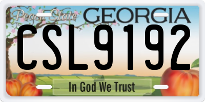 GA license plate CSL9192