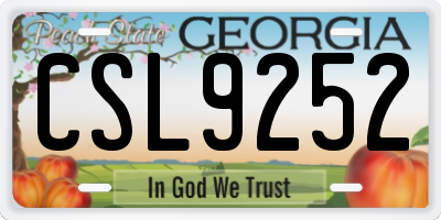 GA license plate CSL9252