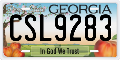 GA license plate CSL9283