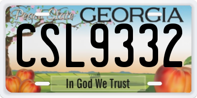 GA license plate CSL9332