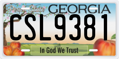 GA license plate CSL9381