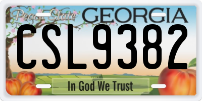 GA license plate CSL9382
