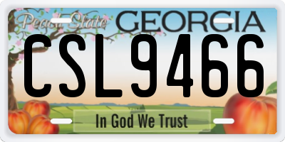GA license plate CSL9466