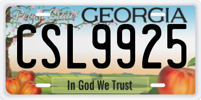 GA license plate CSL9925