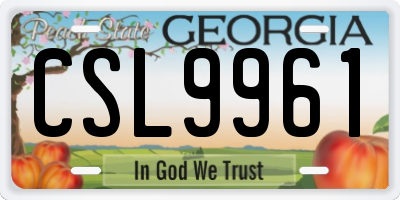 GA license plate CSL9961