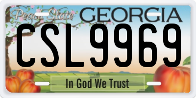 GA license plate CSL9969