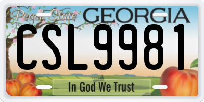 GA license plate CSL9981