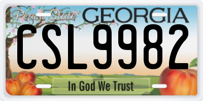 GA license plate CSL9982