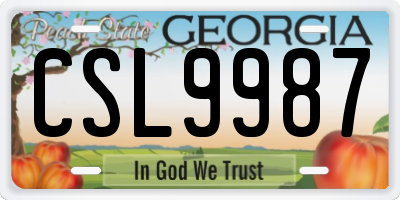 GA license plate CSL9987