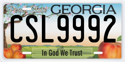 GA license plate CSL9992