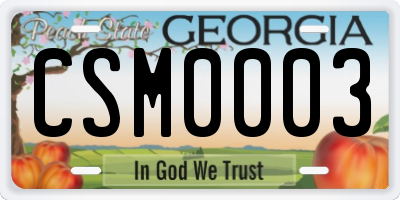 GA license plate CSM0003