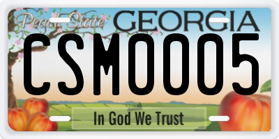 GA license plate CSM0005