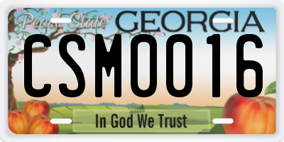 GA license plate CSM0016
