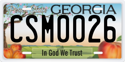 GA license plate CSM0026