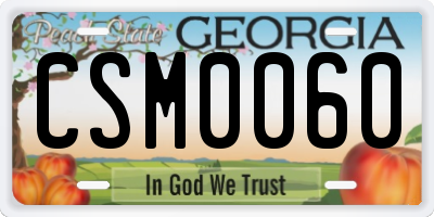 GA license plate CSM0060