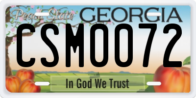 GA license plate CSM0072