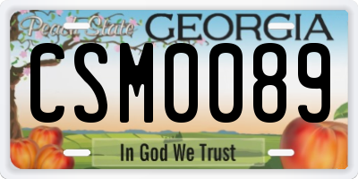 GA license plate CSM0089