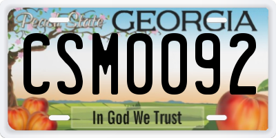 GA license plate CSM0092
