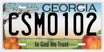 GA license plate CSM0102