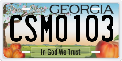 GA license plate CSM0103