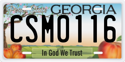 GA license plate CSM0116