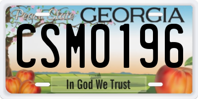 GA license plate CSM0196