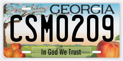 GA license plate CSM0209