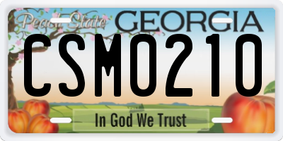 GA license plate CSM0210