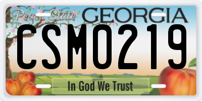 GA license plate CSM0219